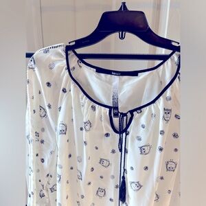 Kensie Owl Print Mini Dress With Tassels